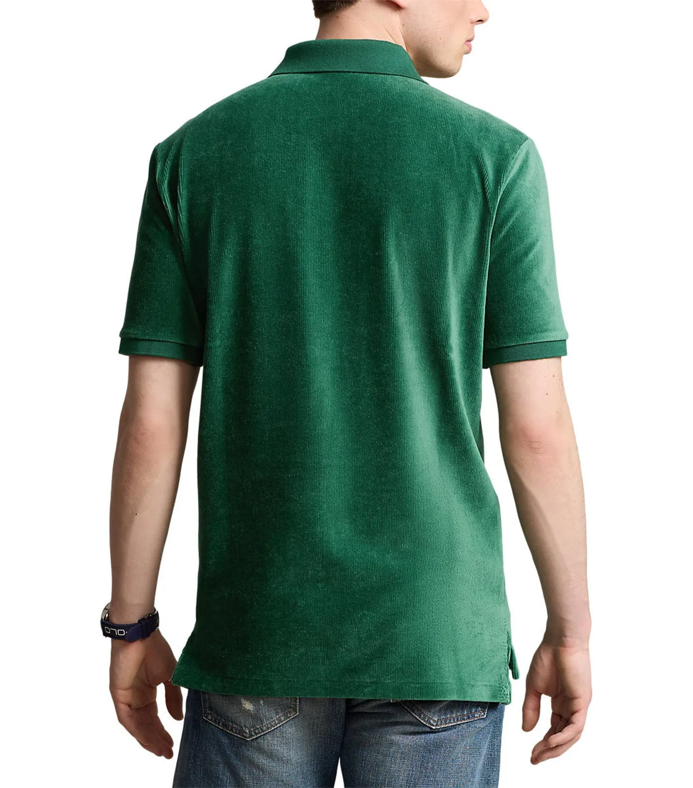Men's Classic Fit Knit Corduroy Polo Shirt Moss Agate