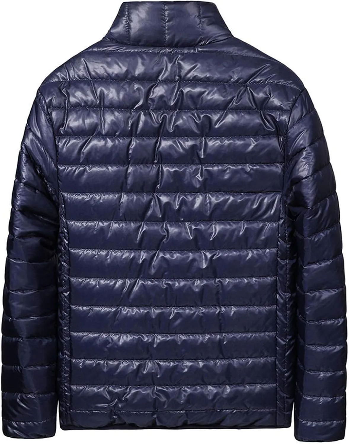 Men's Puffer Jacket Lightweight Packable Down Coat Zip up Insulated Jacket Stand Collar Quilted Coat Warm Winter Jacket