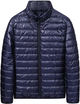 Men's Puffer Jacket Lightweight Packable Down Coat Zip up Insulated Jacket Stand Collar Quilted Coat Warm Winter Jacket