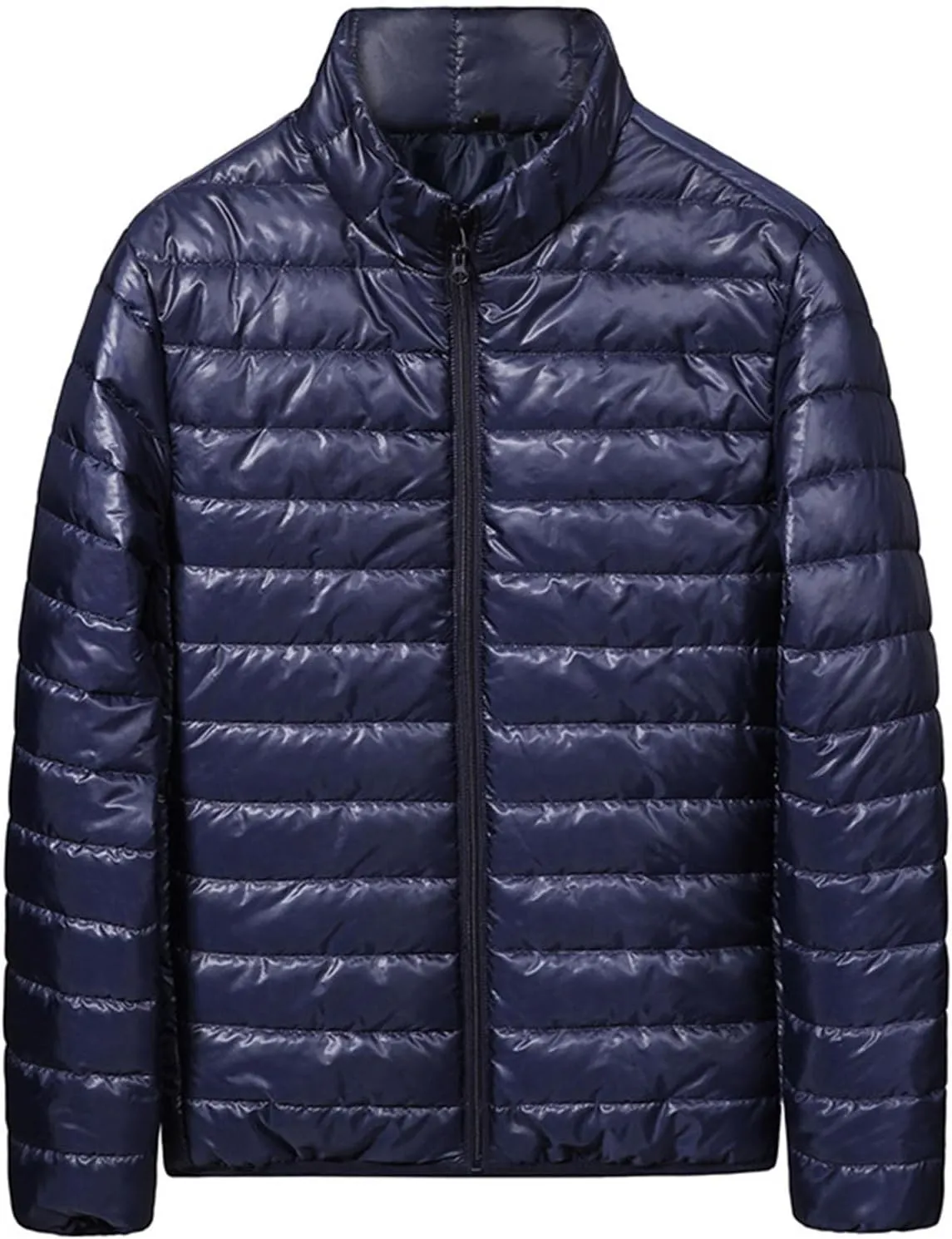 Men's Puffer Jacket Lightweight Packable Down Coat Zip up Insulated Jacket Stand Collar Quilted Coat Warm Winter Jacket
