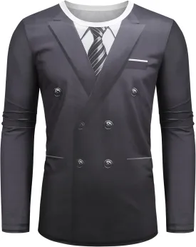 Mens Tuxedo T-Shirt 3D Print Funny Long Sleeve Wedding Party