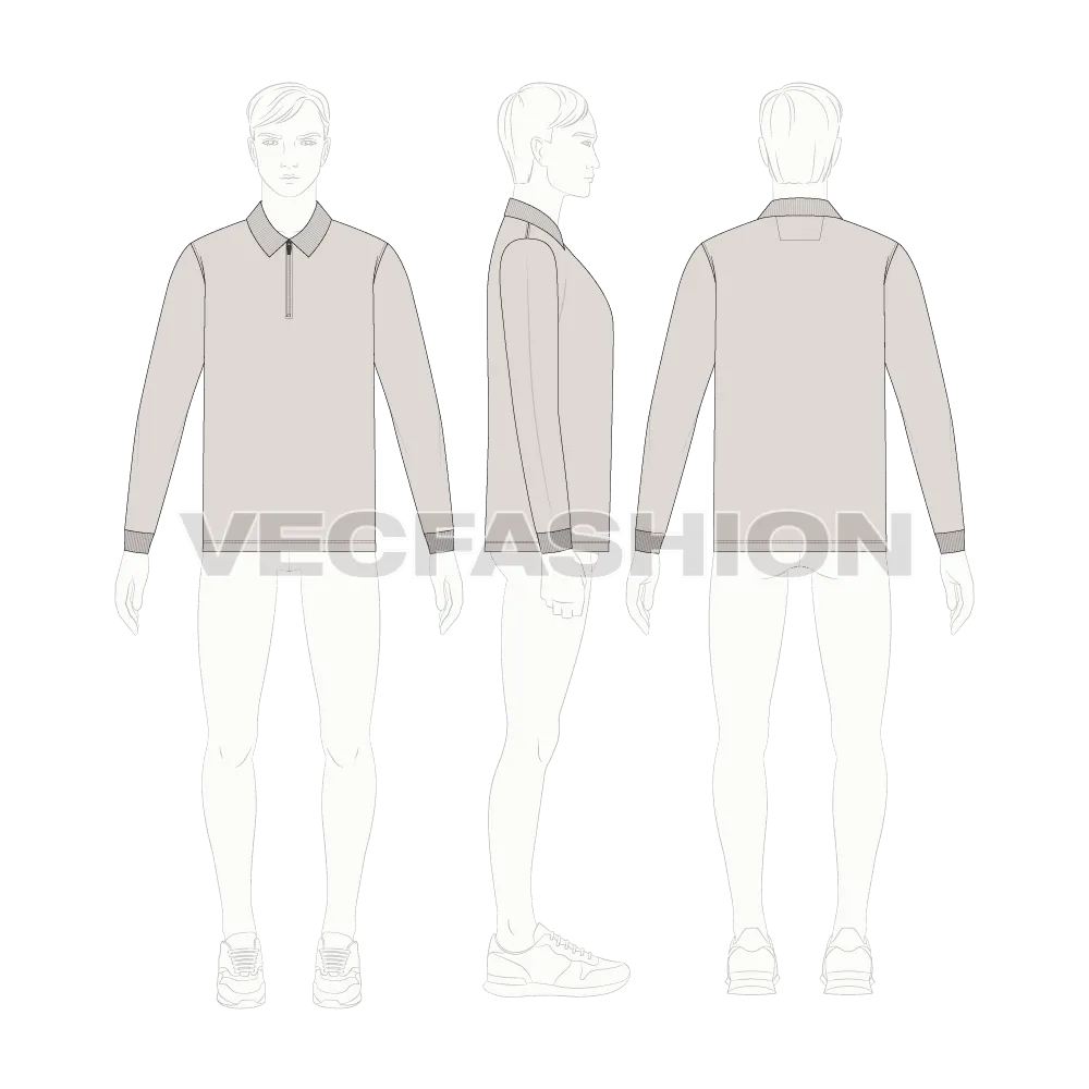 Mens Zip-up Polo Shirt