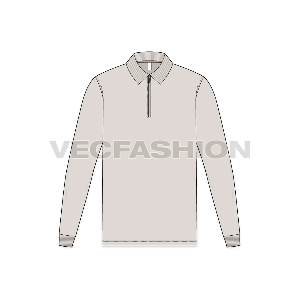 Mens Zip-up Polo Shirt