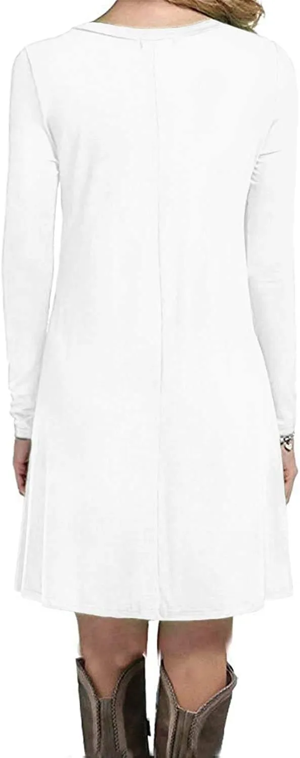 MOLERANI Women's Casual Plain Simple Long Sleeve T-Shirt Loose Dress