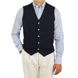 Navy Blue Knitted Merino Wool Waistcoat