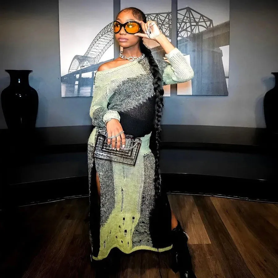NYFW Knitted Slit Dress