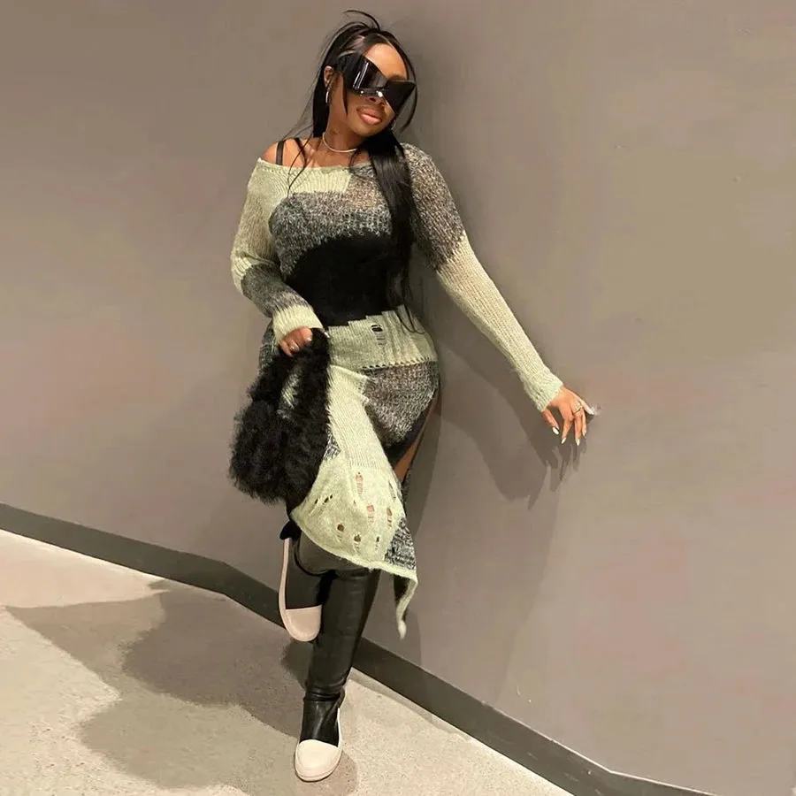 NYFW Knitted Slit Dress