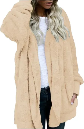 Oversized Warm Winter Coats Plus Size Warm Coat Lapel Double-Breasted Daily Outercoat with Flufff Coat with Pockets