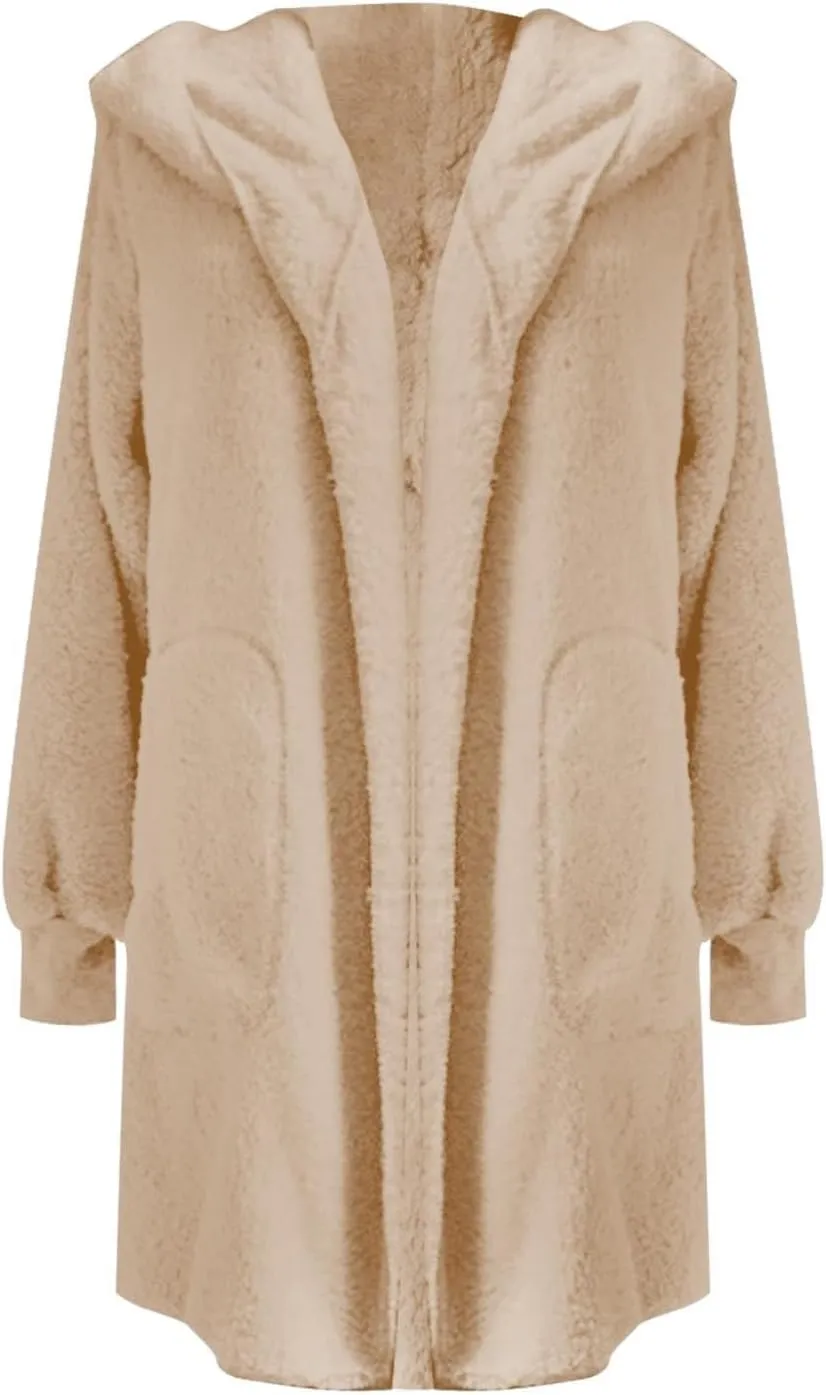 Oversized Warm Winter Coats Plus Size Warm Coat Lapel Double-Breasted Daily Outercoat with Flufff Coat with Pockets