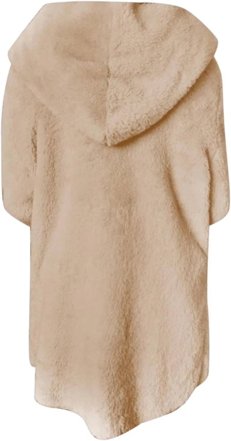 Oversized Warm Winter Coats Plus Size Warm Coat Lapel Double-Breasted Daily Outercoat with Flufff Coat with Pockets
