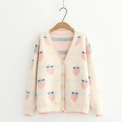 Peach Print Cardigan