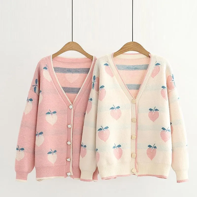 Peach Print Cardigan