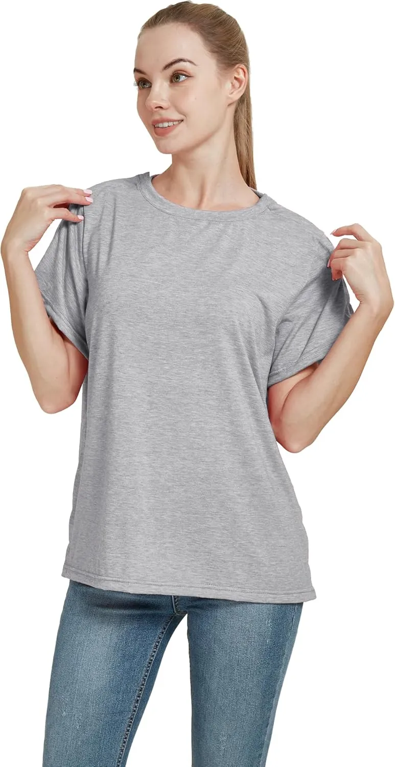Post Shoulder Surgery Shirt, Women's Short Sleeve Shirt with Premium Snap, Chemo Clothing