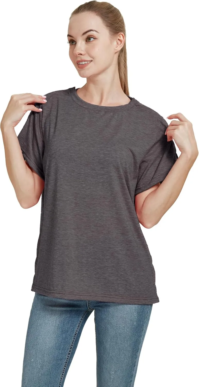 Post Shoulder Surgery Shirt, Women's Short Sleeve Shirt with Premium Snap, Chemo Clothing