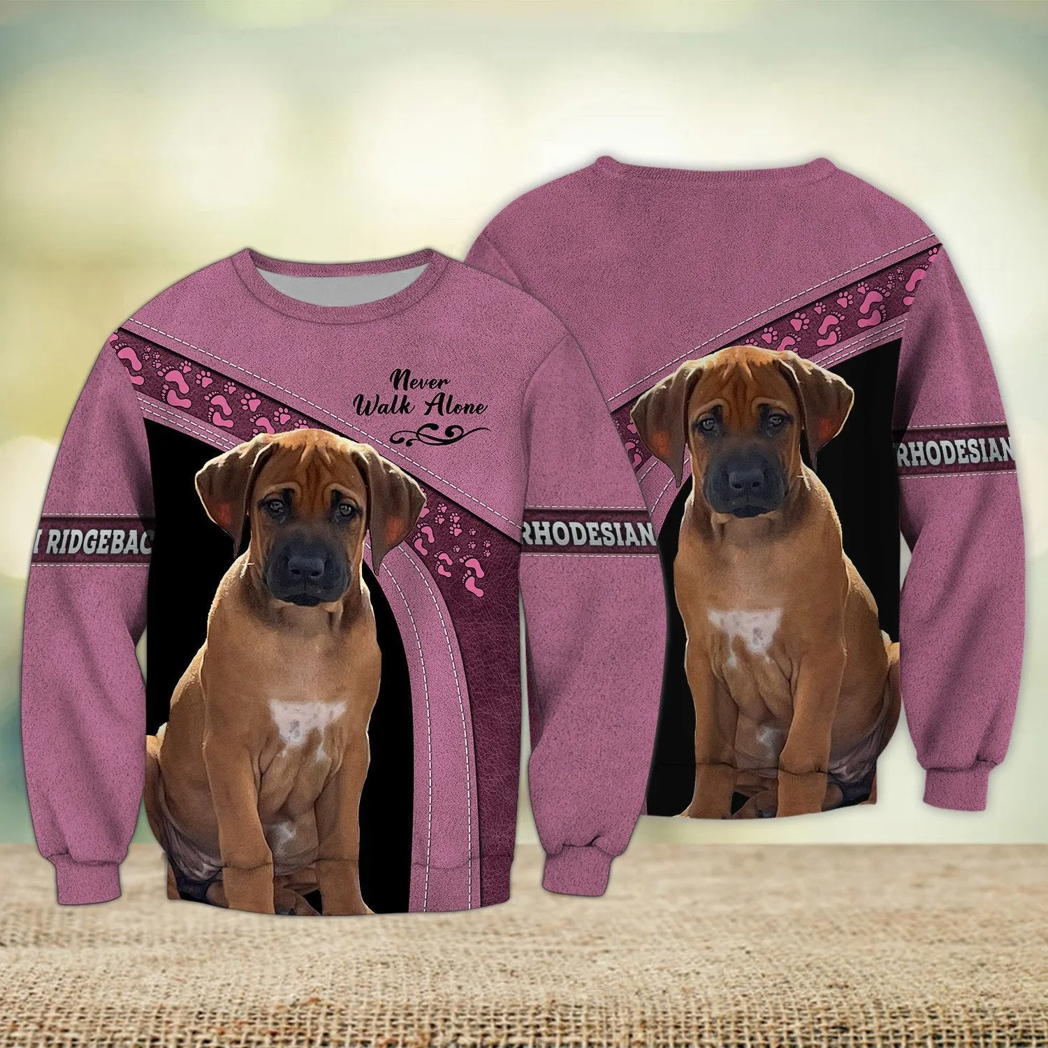 Rhodesian Ridgeback Multi Color Love Never Walk Alone 3D Sweatshirt