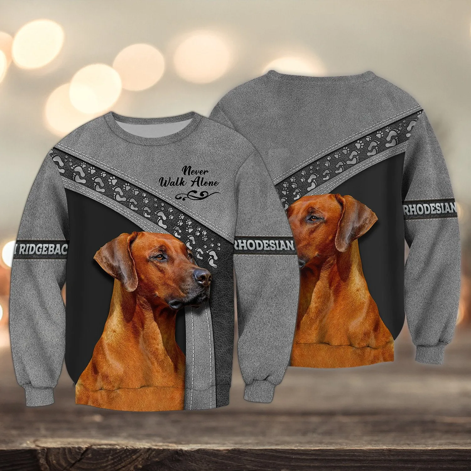 Rhodesian Ridgeback Multi Color Love Never Walk Alone 3D Sweatshirt