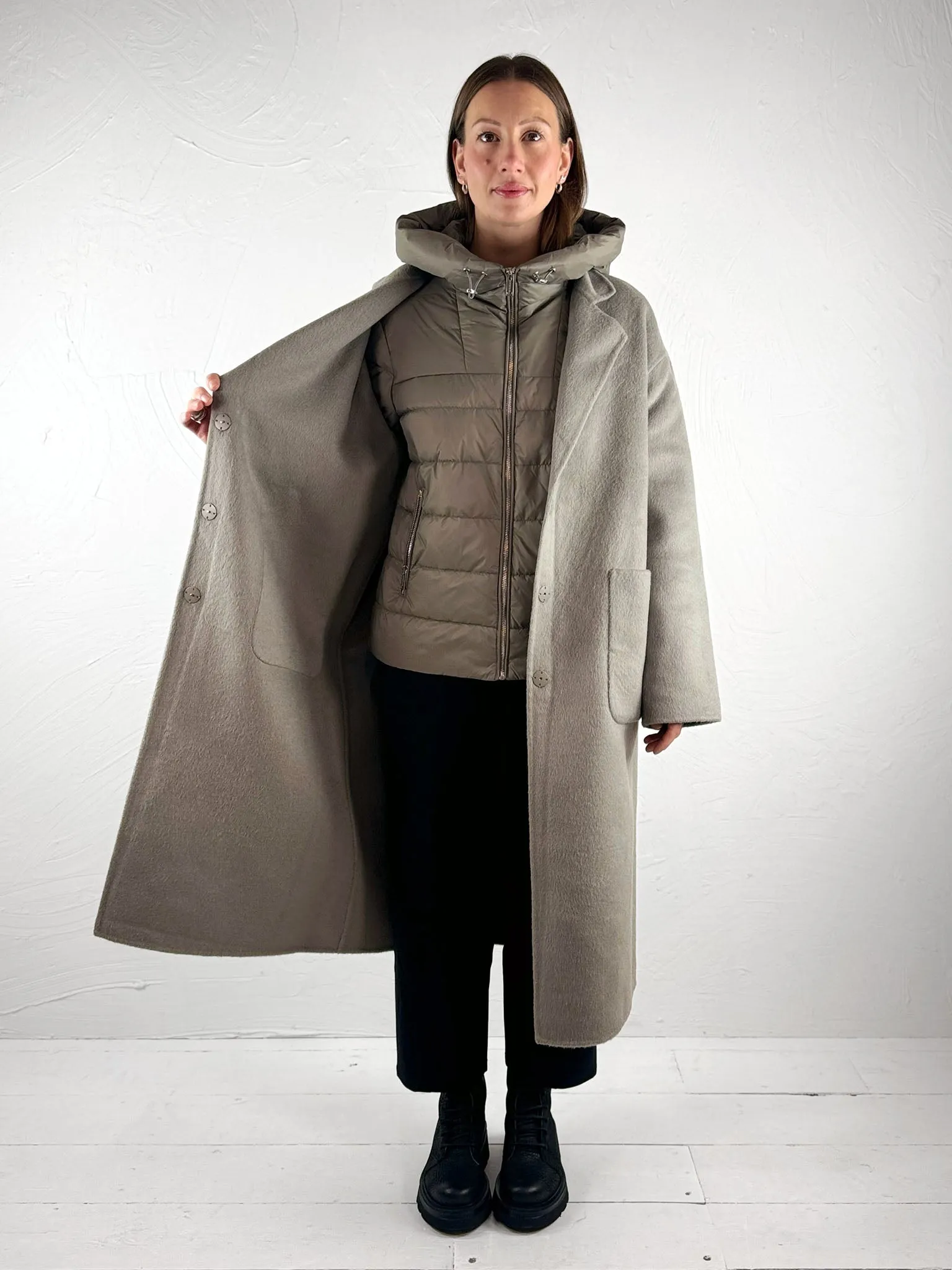 Rino   Pelle Two-in-One Coat Reni - Dark Artichoke