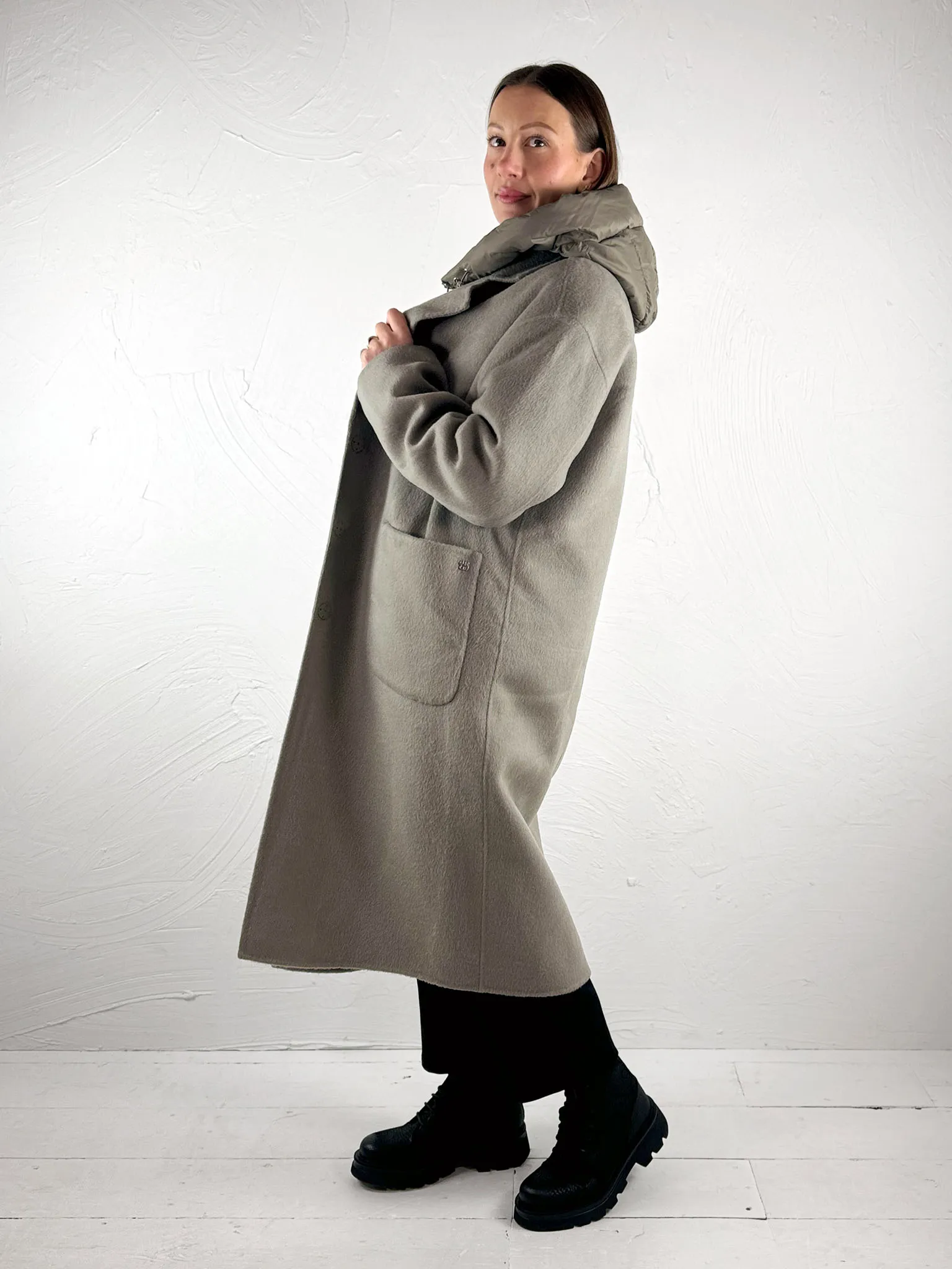 Rino   Pelle Two-in-One Coat Reni - Dark Artichoke