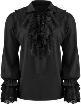 Runcati Mens Pirate Shirt Ruffle Renaissance Victorian Vampire Poet Shirts Steampunk Gothic Medieval Lace Costume