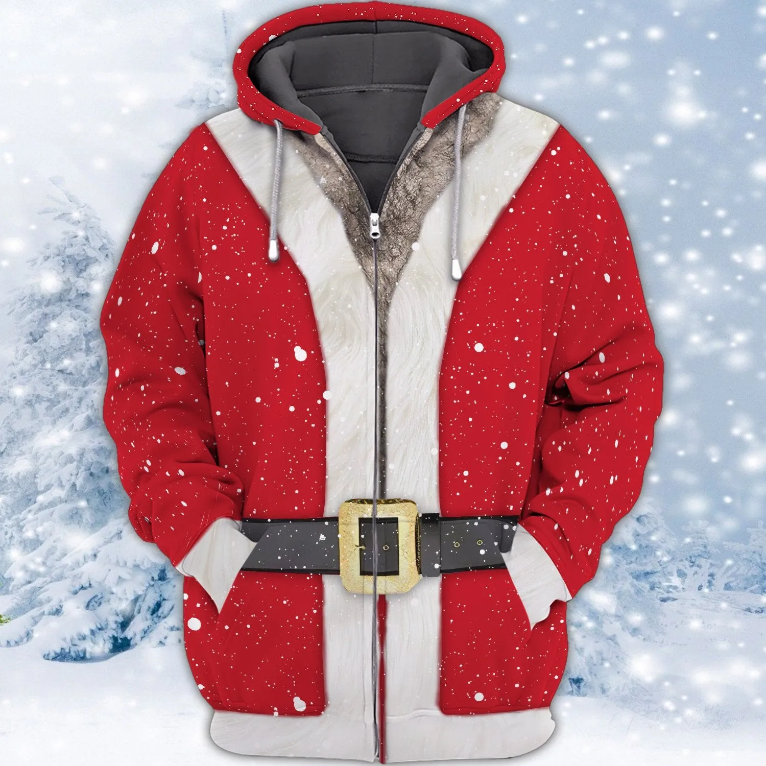 Santa Claus Shirt 3D Merry Christmas Sweatshirt Zip Hoodie Shirt