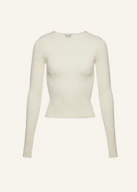 Sculpted rib knit top in cream