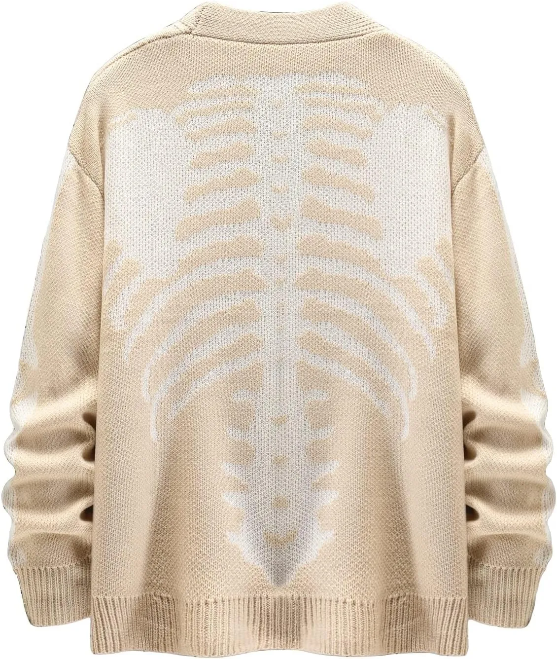 SHENHE Men's Skeleton Pattern Cardigan Sweaters Long Sleeve Unisex Outwear Knitted Coats