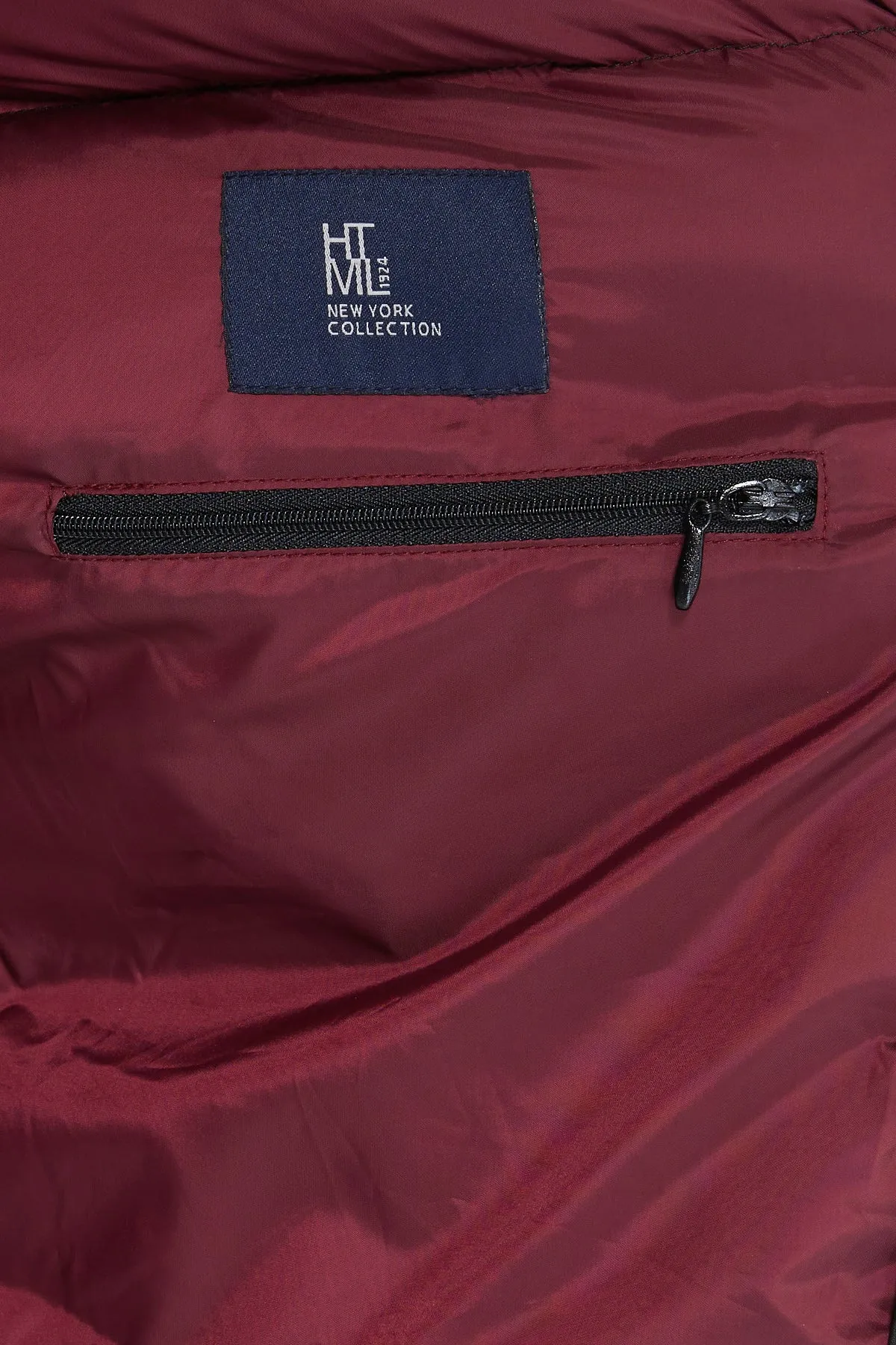 Slim Fit Black Padded Stand Collar Coat