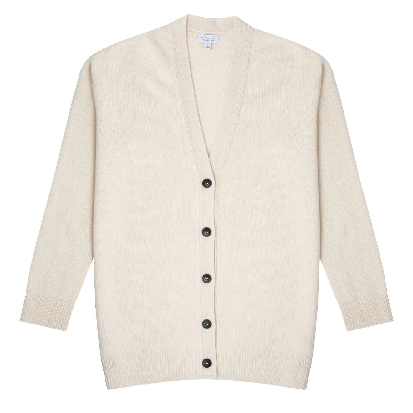 Sunspel Womens Lambswool Cardigan Ecru