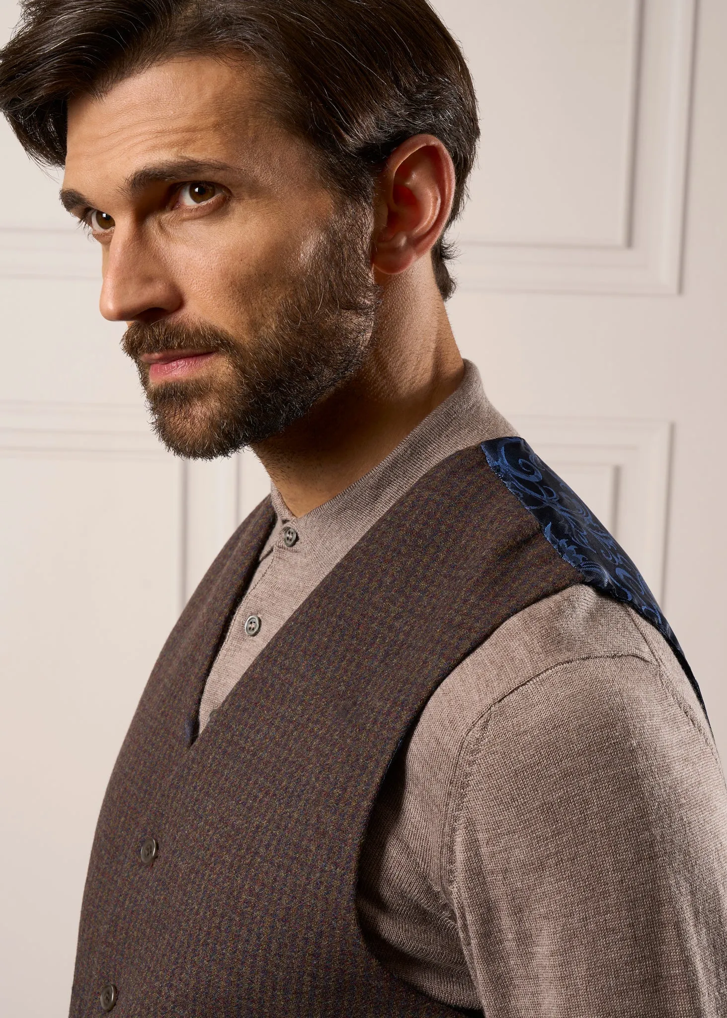 Surrey Men's Tweed Lined Country Waistcoat In Bramble - Regular Fit