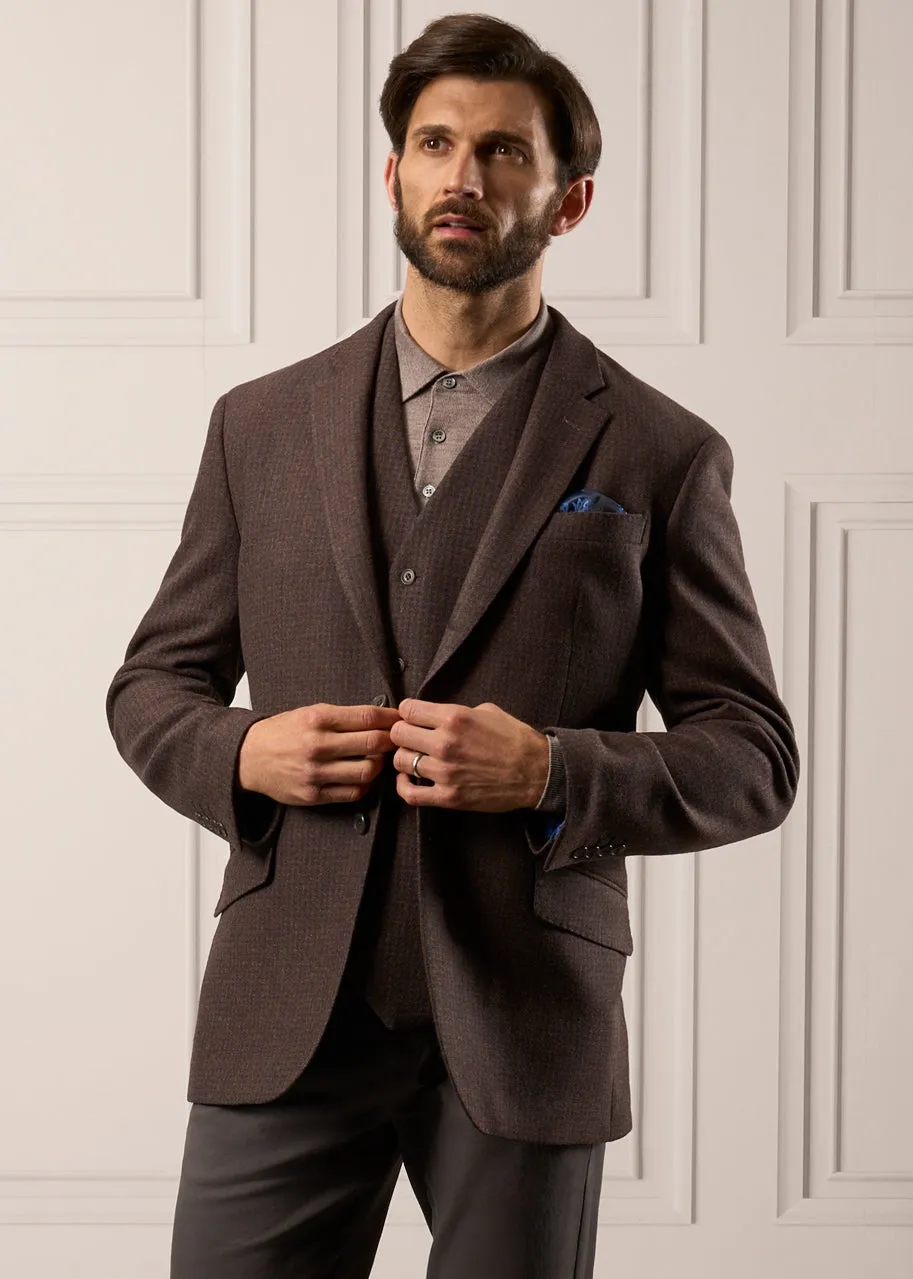 Surrey Men's Tweed Lined Country Waistcoat In Bramble - Regular Fit