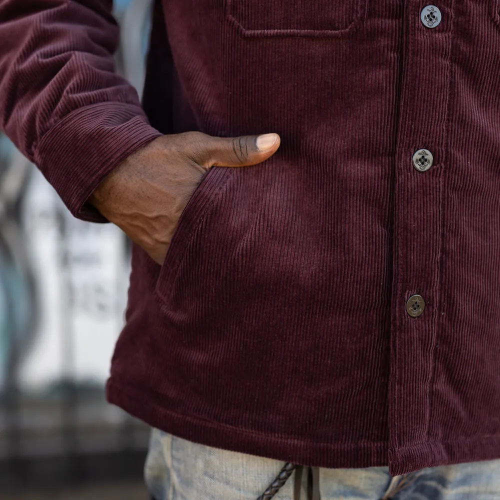 The Flat Head Corduroy Shirt Jacket Wine