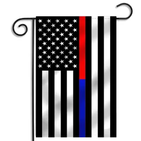 Thin Red Line & Thin Blue Line Dual Garden Flag - 12.5 x 18 Inches