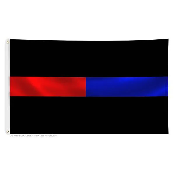 Thin Red Line/Thin Blue Line - 3 x 5 Foot Flag with Grommets