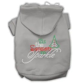 Tis The Season To Sparkle Rhinestone Dog Hoodie Grey Xs (8)