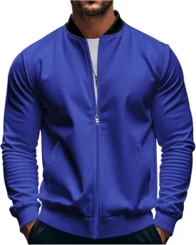 Track Jacket for Men Athletic Workout Lightweight Windproof Jacket Casual Spring Fall Windbreaker Bomber Zip Up Coat