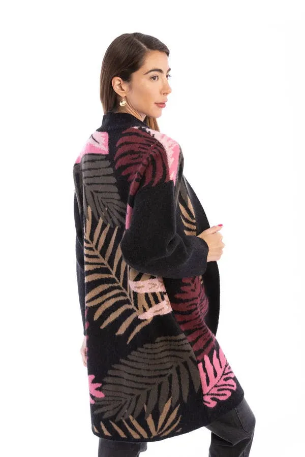Tropical Multi Colored Leaves Cardigan