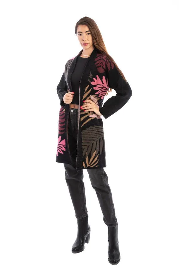 Tropical Multi Colored Leaves Cardigan
