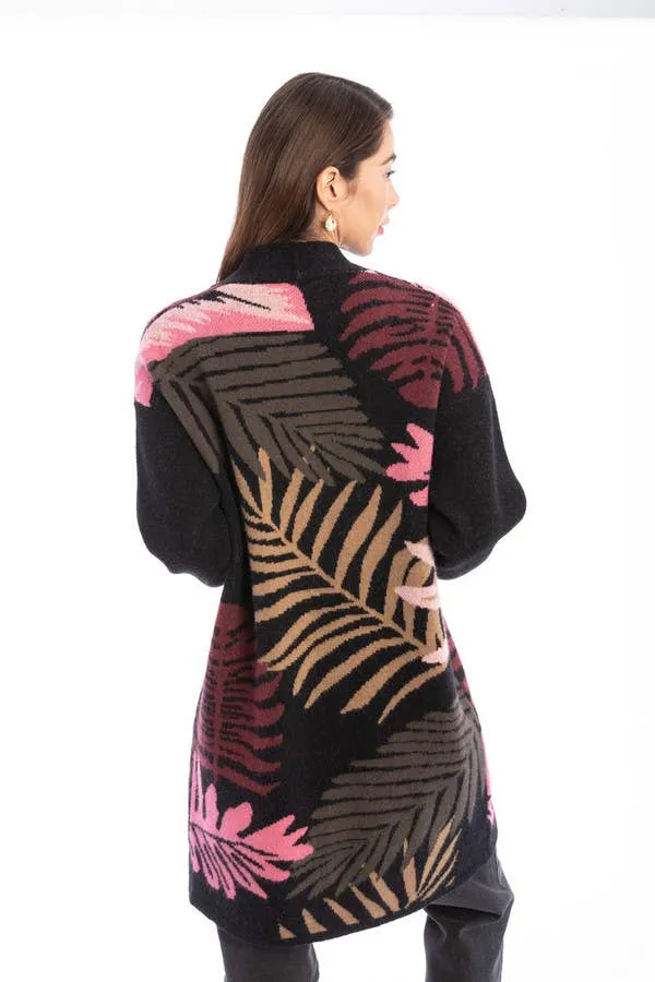 Tropical Multi Colored Leaves Cardigan