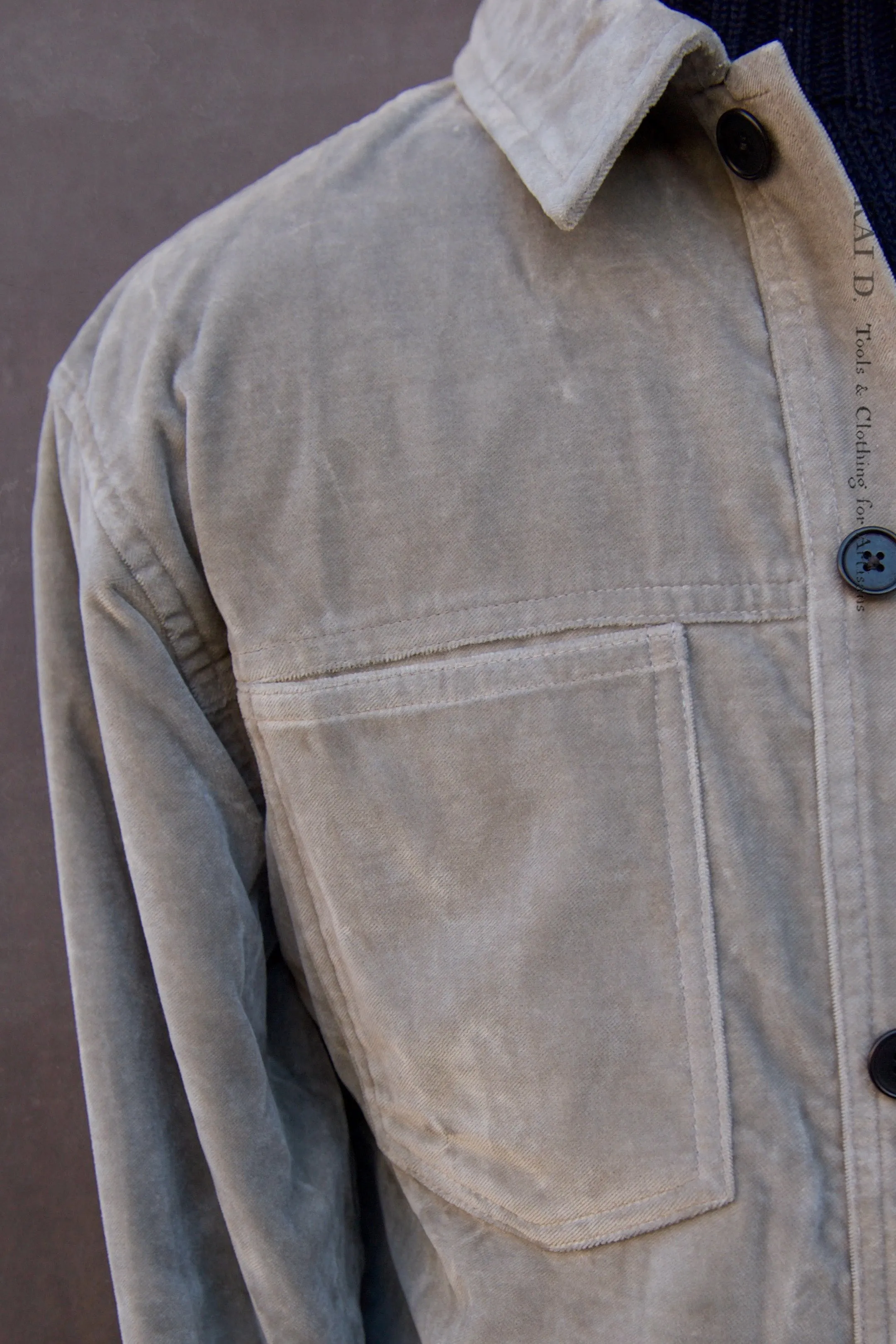 Type Shirt Jacket - Washed Velvet - Silver - M, L