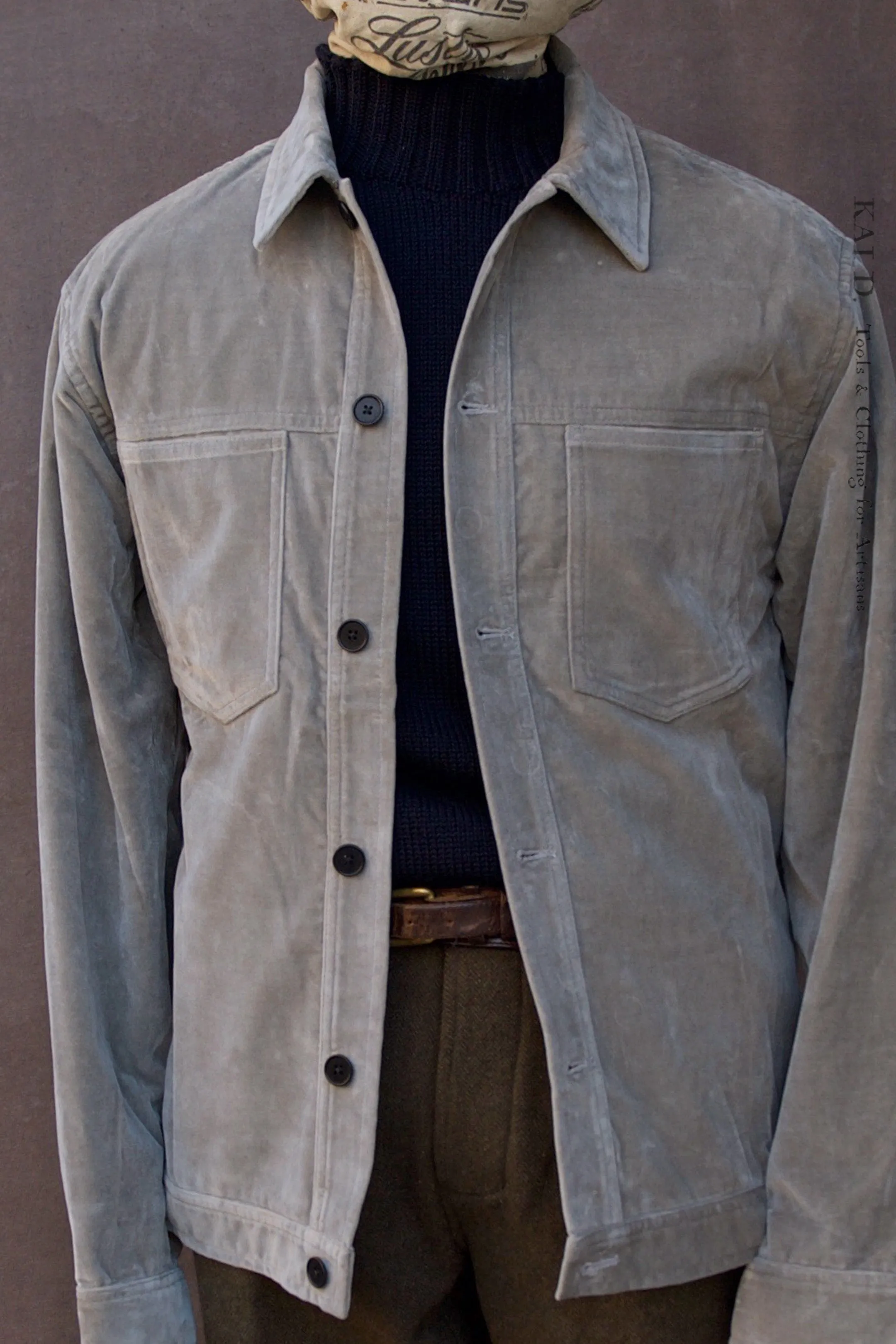 Type Shirt Jacket - Washed Velvet - Silver - M, L