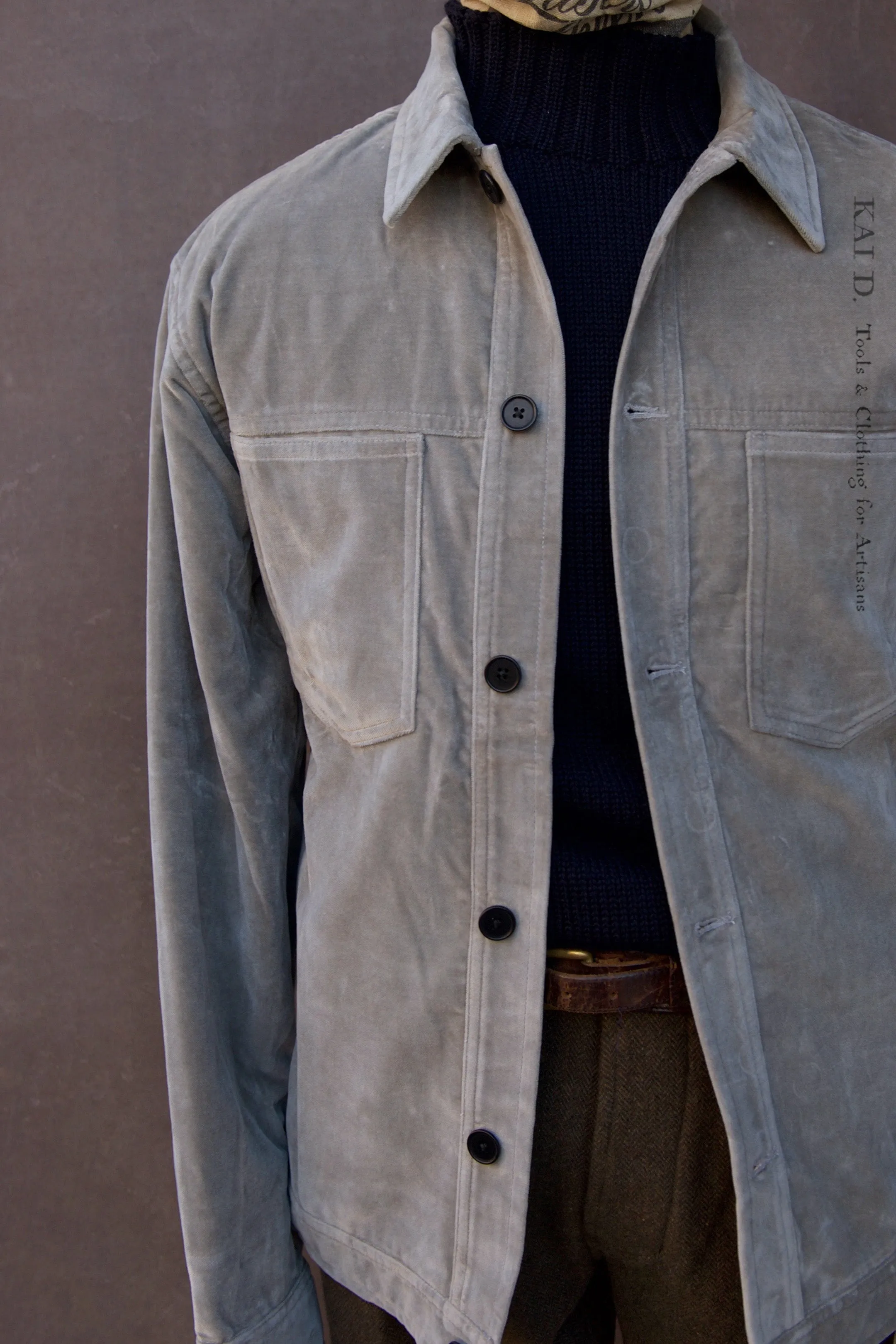 Type Shirt Jacket - Washed Velvet - Silver - M, L