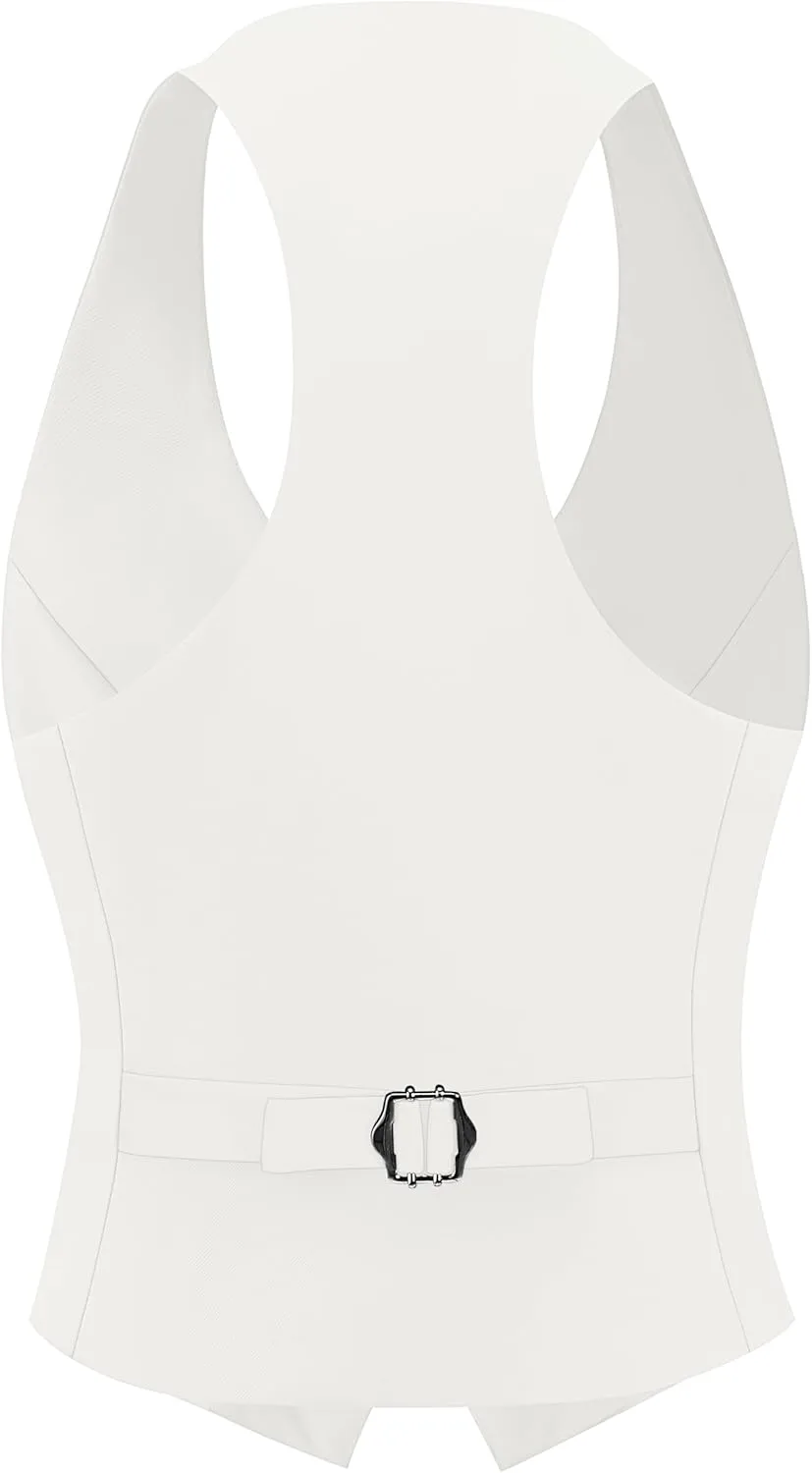 V VOCNI Vest for Women V Neck Suit Vest Sleeveless Racerback Fashion Dressy Crop Vest Top Fitted Jacket Waistcoat