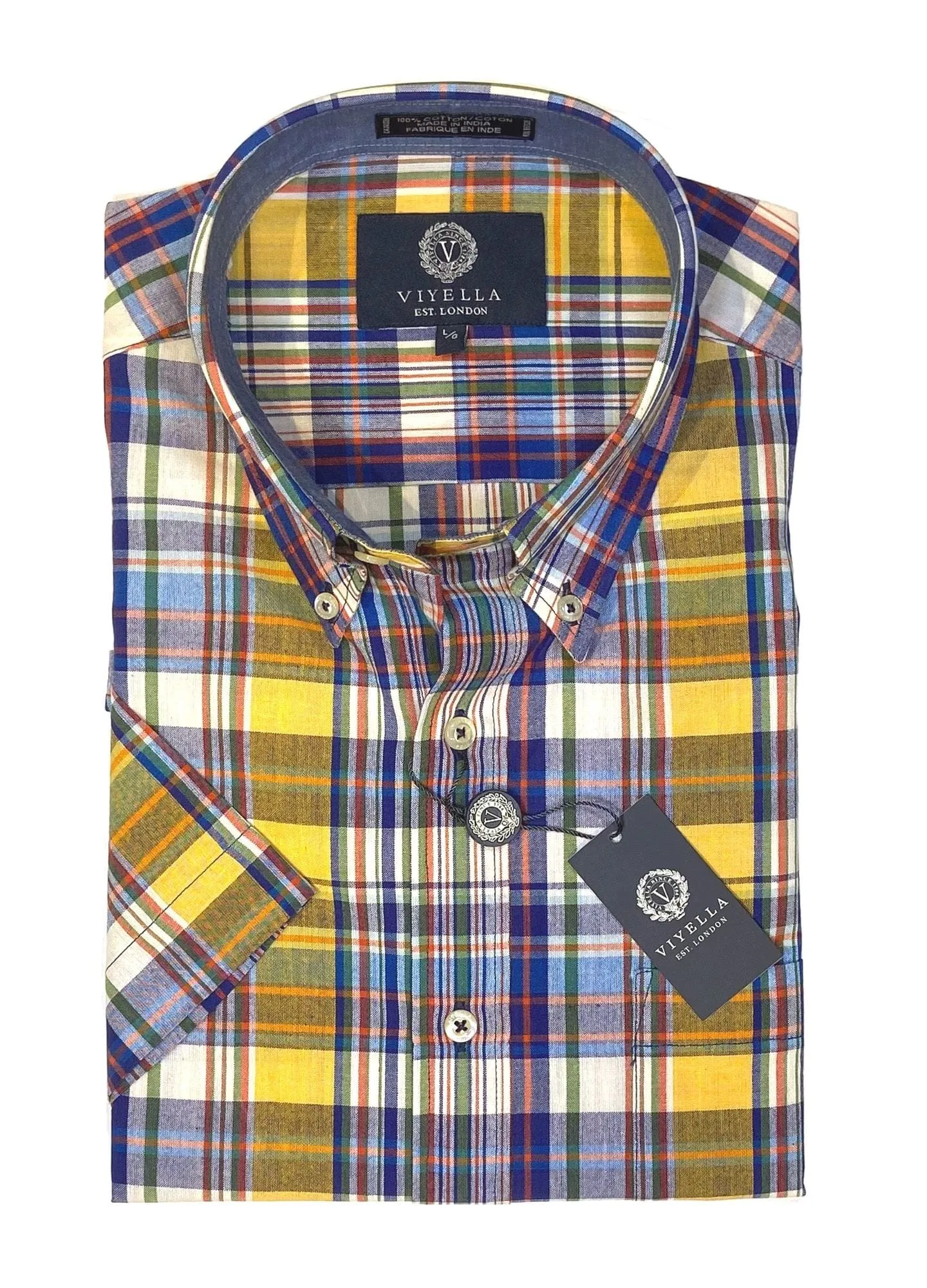 Viyella | 100% Cotton Madras | Short Sleeve Shirt | Men's