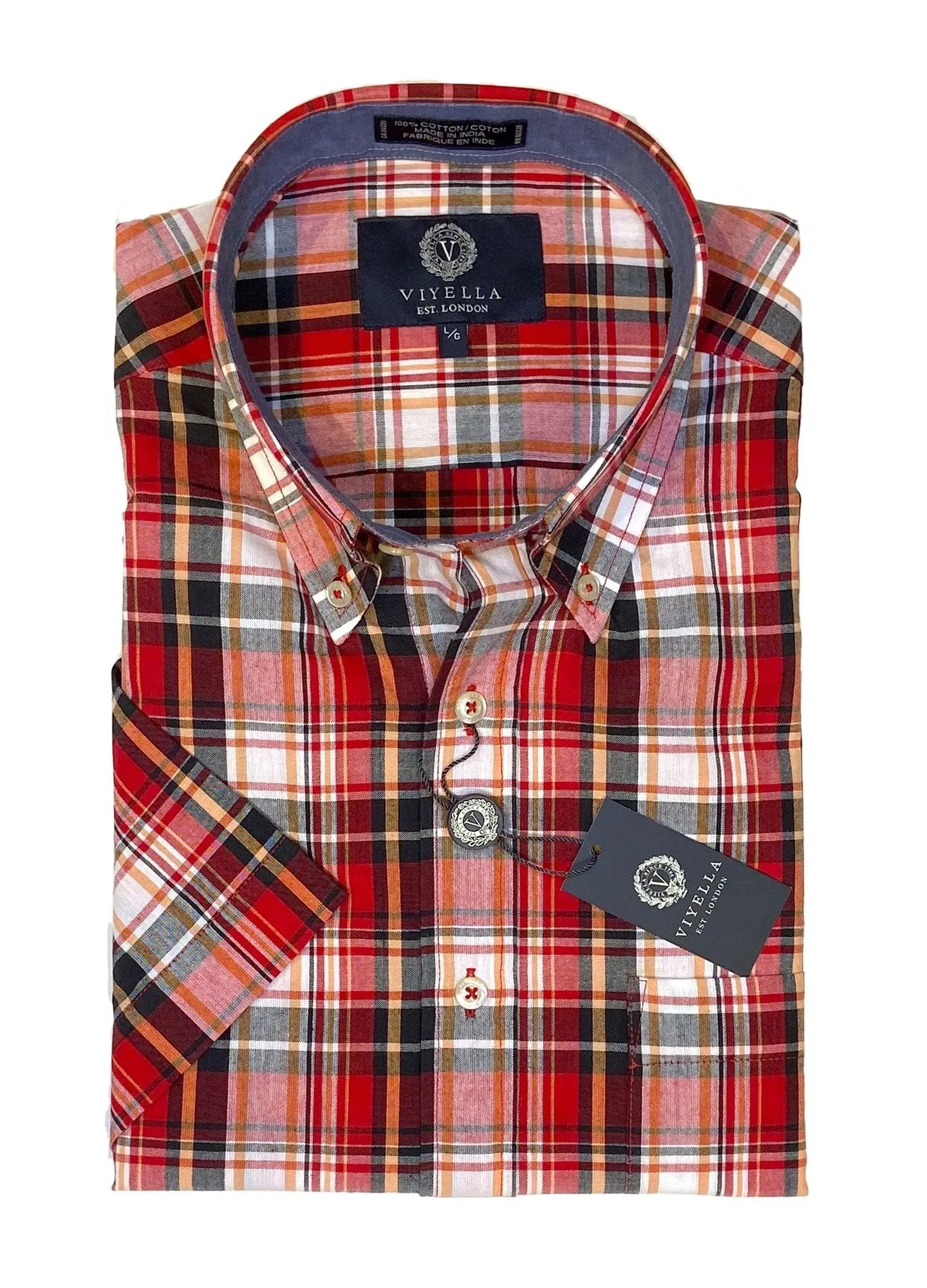 Viyella | 100% Cotton Madras | Short Sleeve Shirt | Men's