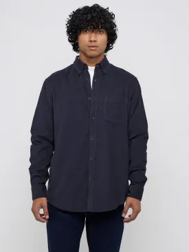 WES Casuals Dark Blue Relaxed-Fit Cotton Shirt