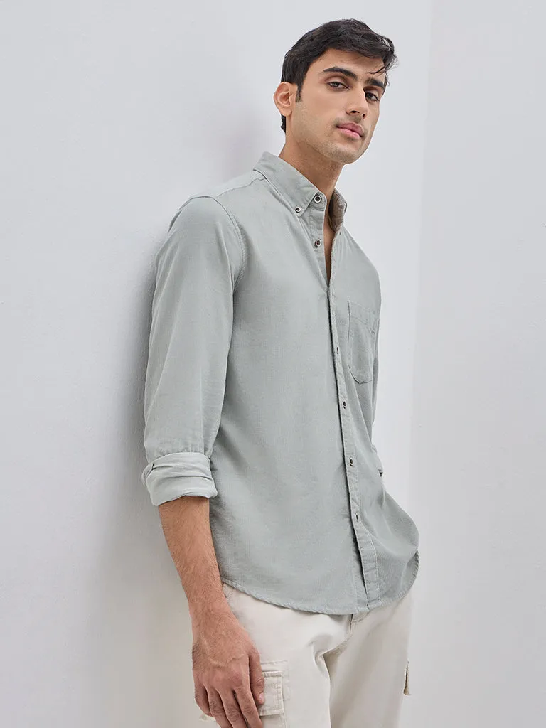WES Casuals Sage Relaxed-Fit Corduroy Cotton Shirt