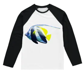 White Black Fish Stripe Sublimation Baseball Long Sleeve T-Shirt