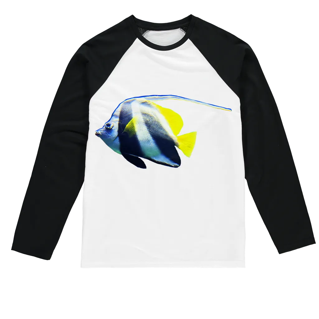 White Black Fish Stripe Sublimation Baseball Long Sleeve T-Shirt