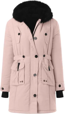 Winter Coat for Women Sherpa Lined Jacket Thermal Fleece Zip Up Overcoats with Hood Flannel Parka Outwear with Pocket