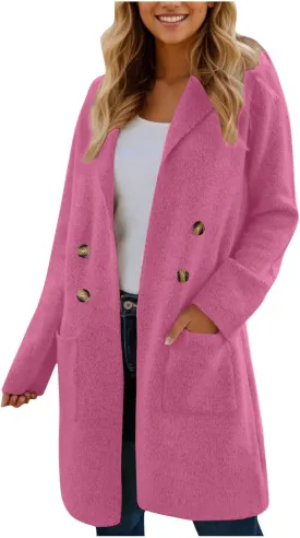 Winter Trench Coats for Women Casual Dressy Long Sleeve Open Front Knit Peacoat Plus Size Lightweight Sweater Jacket Coatigan